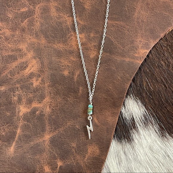 Jewelry - The Thunder Rolls | Chain Necklace W Lightning Bolt and Turquoise